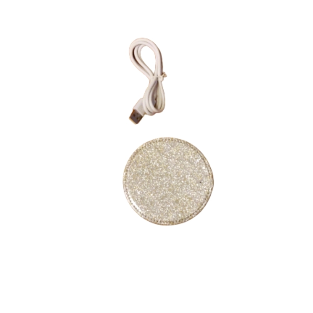 New powertek wireless charger. Gray glitter. Charging cable.